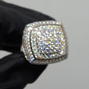 Rhodium Over 925 Sterling Silver Moissanite Size 12 Ring